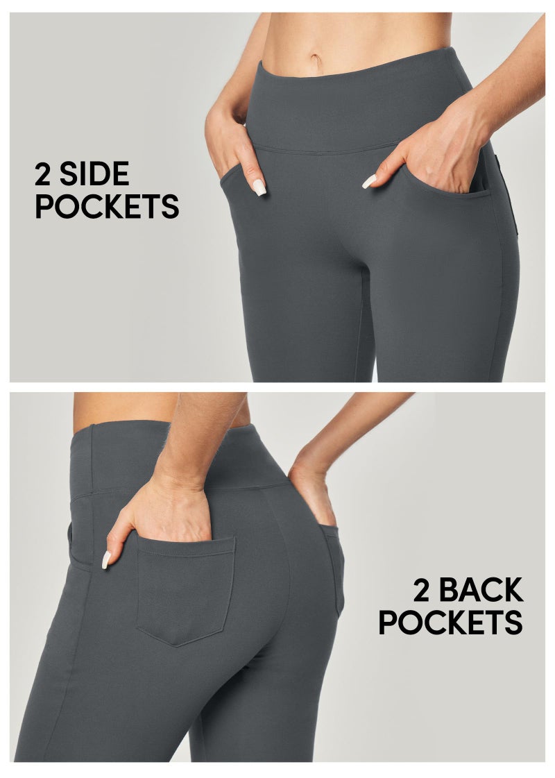 IUGA Yoga Pants Women Wide Leg High Waist Bootcut Workout Flare Leggings Tummy Control Work Dress Pants Women 4 Pockets Grey - Image 5
